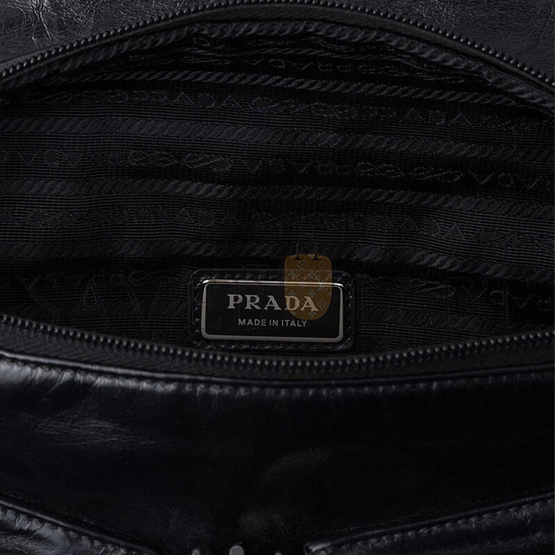 Pra*a patch pocket leather shoulder bag 2vh174 (24*18*5.5cm)